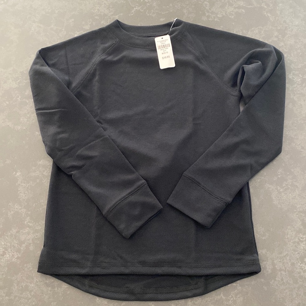 LL Bean Kids Wicked Warm Midweight Long-Sleeved Black Top (M 10-12)